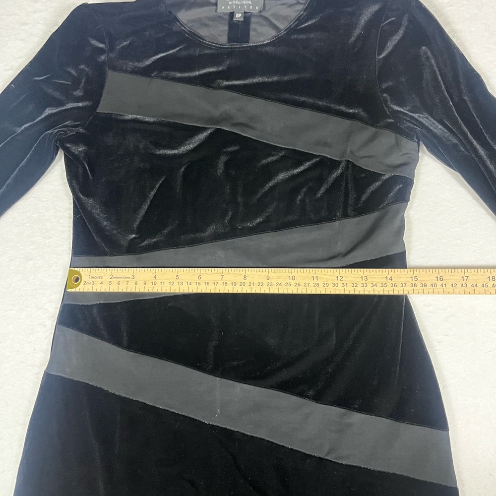 Laundry by Shelli Segal Black Velvet Evening Dress Petite 8P - Picture 7 of 8